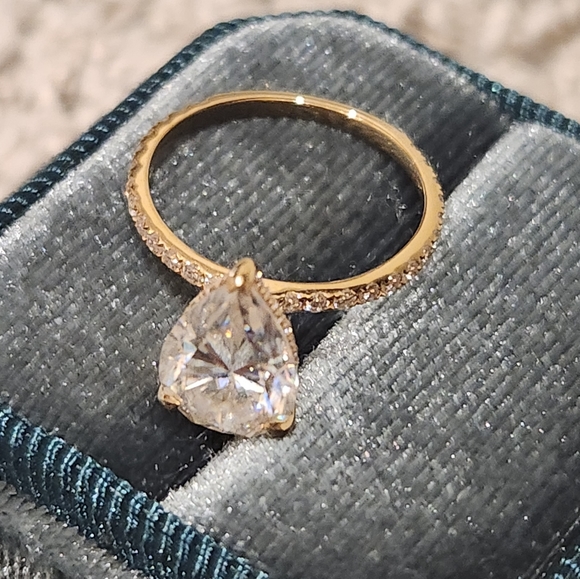 Jewelry - 3.5CT Pear Moissanite /Halo-Pave Moissanite Ring/Pear Engagement Ring(size :6.5)